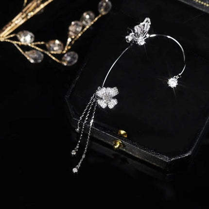 Boucles d'oreilles en strass de style papillon