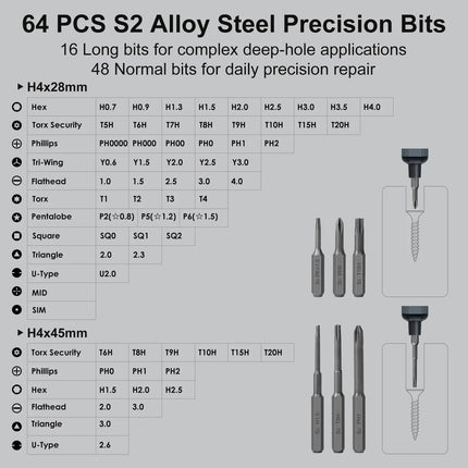 Tournevis Électrique de Précision 68 en 1 - Kit de Réparation Sans Fil