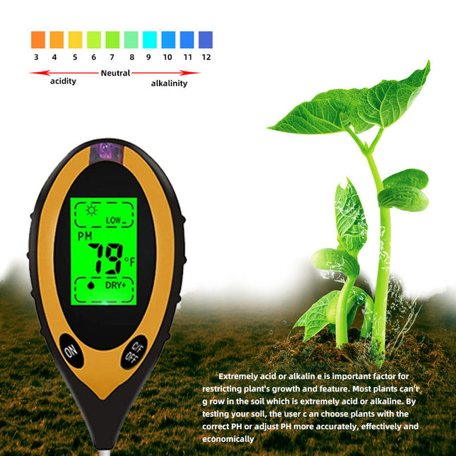 Capteur 3-en-1 Jardin, pH, Luminosité et Humidité