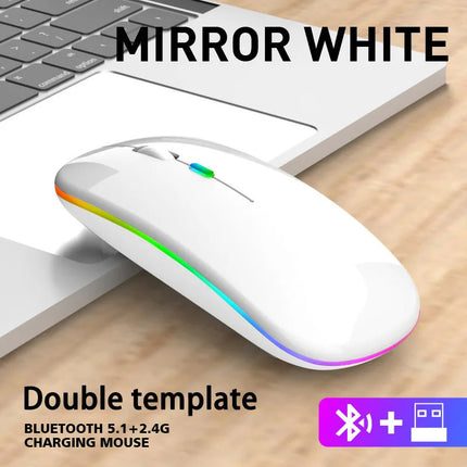 Souris sans fil Bluetooth rechargeable silencieuse avec lumières RGB