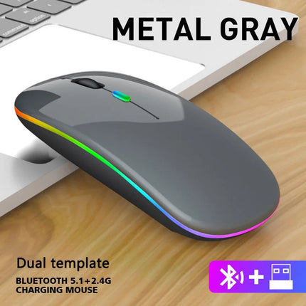 Souris sans fil Bluetooth rechargeable silencieuse avec lumières RGB