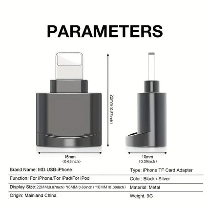 MINI Lecteur de Carte SD pour iPhone et iPad