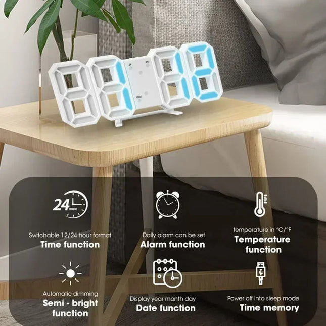 Horloge LED 3D Design - Réveil Digital Intelligent pour un Intérieur Moderne