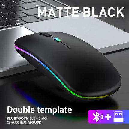 Souris sans fil Bluetooth rechargeable silencieuse avec lumières RGB