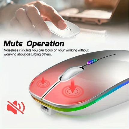 Souris sans fil Bluetooth rechargeable silencieuse avec lumières RGB