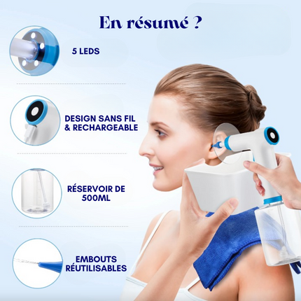 Ear'Cleaner - Nettoyeur Irrigateur d'oreilles électrique 4 modes