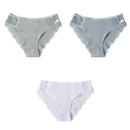 Lot de 3 culottes dentelle en coton