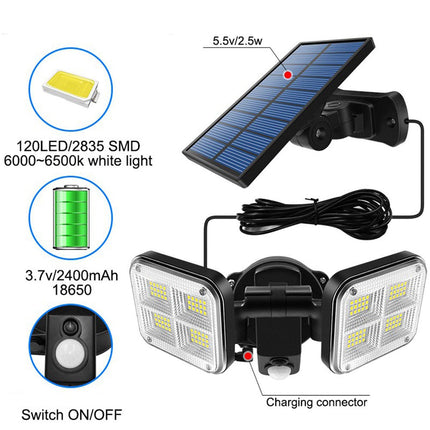 Applique LED solaire double éclairage puissant