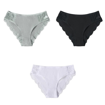 Lot de 3 culottes dentelle en coton