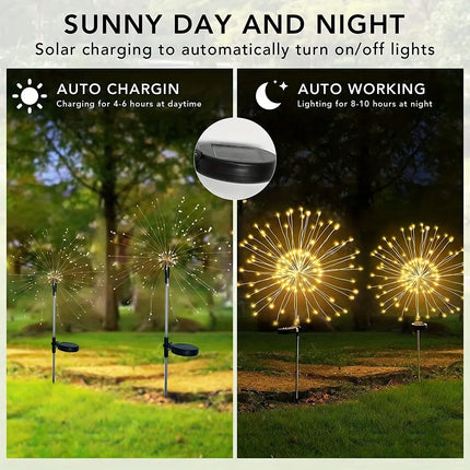 Lot de 4 Lampes Solaires Feux d'Artifice