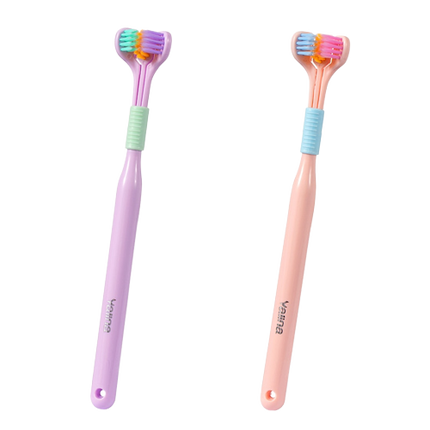 2x Brosses à dents à 3 têtes 360° - Poils souples