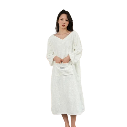 Peignoir Poncho de bain doux pour femme - Grande poche & Capuche