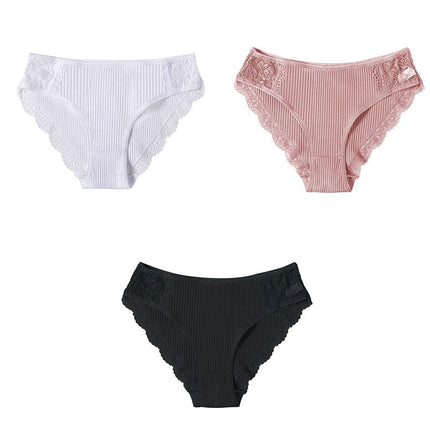 Lot de 3 culottes dentelle en coton