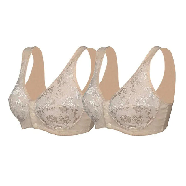 Lot de 2 Soutien-gorge Coton Anti-Affaissement à Boutons Avant