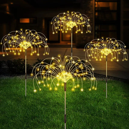 Lot de 2 Lampes LED Solaires -  Effet Feu D'artifice