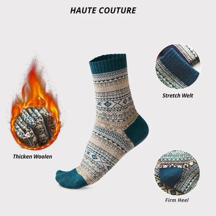 Lot de 5 Paires de Chaussettes Laine- Style  Montagnard