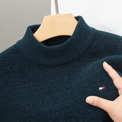 Pull epais à demi-col roulé pour hommes