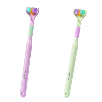 2x Brosses à dents à 3 têtes 360° - Poils souples