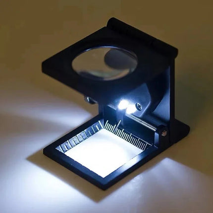 Loupe Compte-fils pliable Grossissement x10 avec échelle et LED - Étui