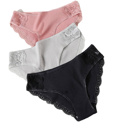 Lot de 3 culottes dentelle en coton