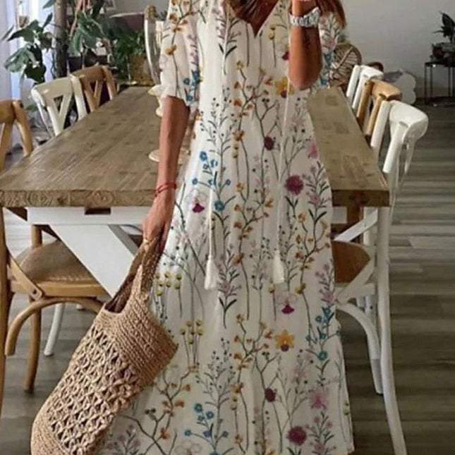 Robe Longue d'Été À Imprimé Floral