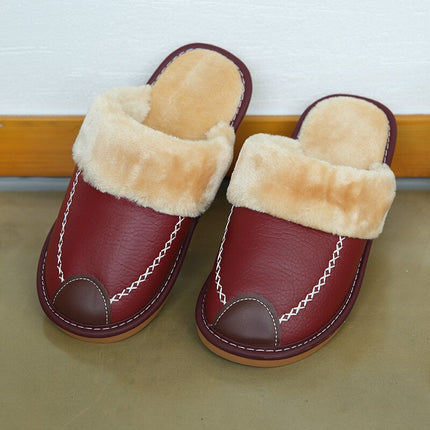 Pantoufles d'hiver en cuir