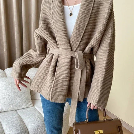 Cardigan en maille avec ceinture à nouer