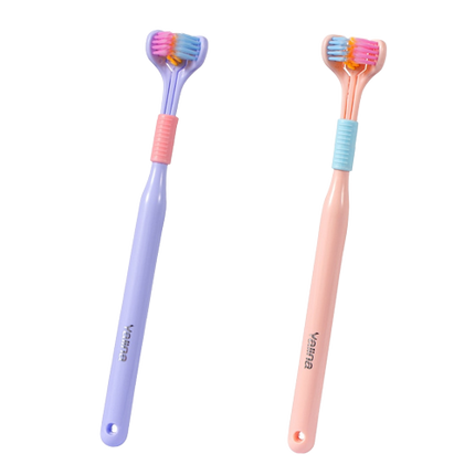 2x Brosses à dents à 3 têtes 360° - Poils souples