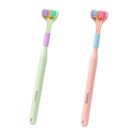 2x Brosses à dents à 3 têtes 360° - Poils souples