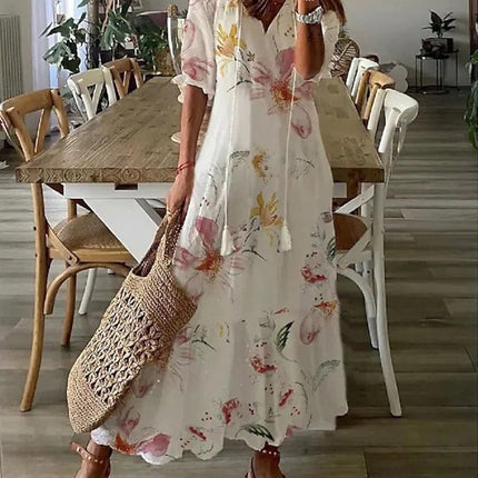 Robe Longue d'Été À Imprimé Floral