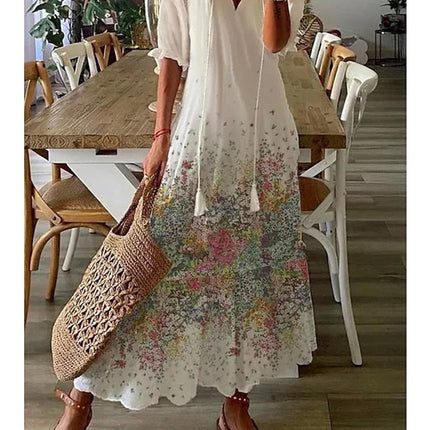 Robe Longue d'Été À Imprimé Floral