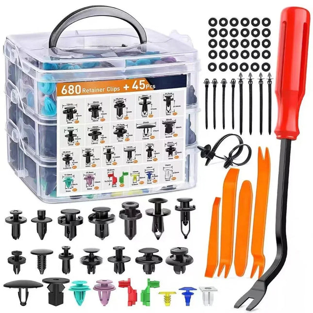 Kit de clips de fixation 680 pièces + outils