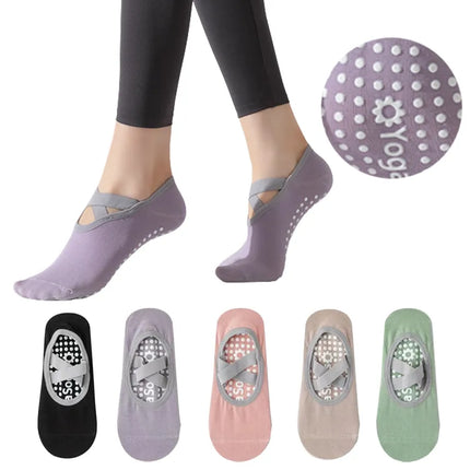 Lot de 3 Paires de Chaussettes Antidérapantes - Yoga Pilates