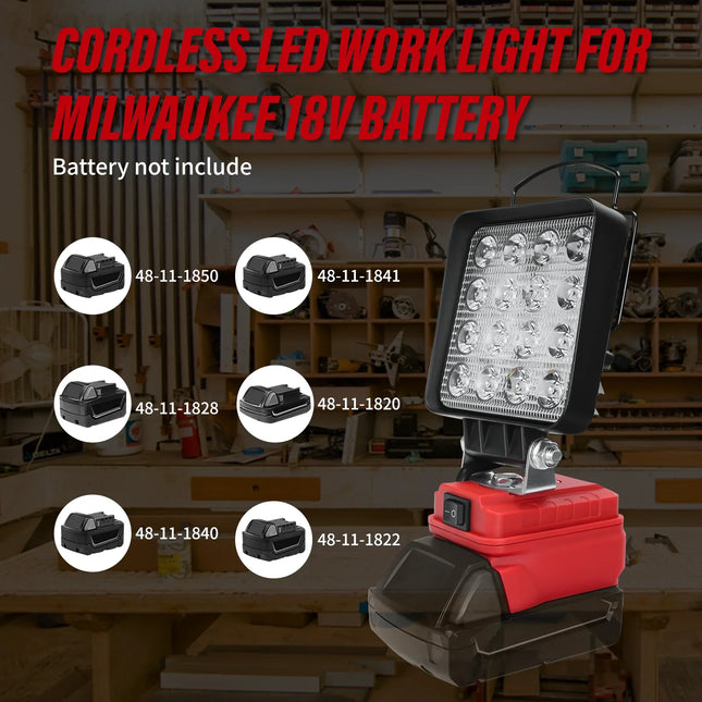 Lampe de travail LED sans fil pour Milwaukee + 2 ports USB