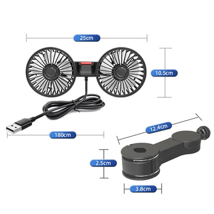 Double ventilateur USB 360 degrés pour voiture