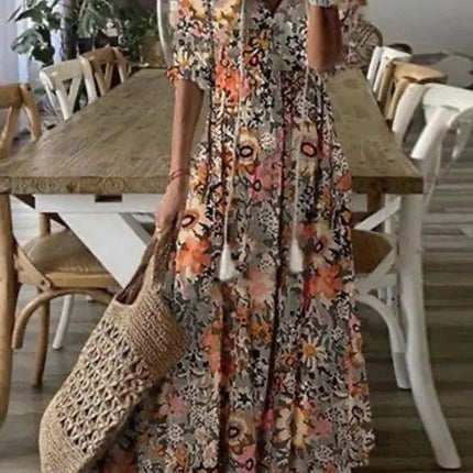 Robe Longue d'Été À Imprimé Floral