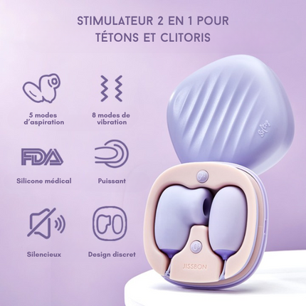 Stimulateur 2 en 1 pour tétons et clitoris - Succions & vibrations