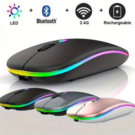 Souris sans fil Bluetooth rechargeable silencieuse avec lumières RGB