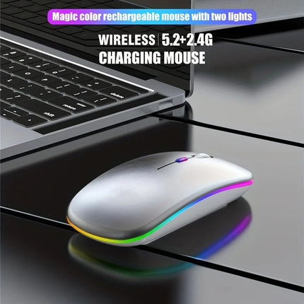 Souris sans fil Bluetooth rechargeable silencieuse avec lumières RGB