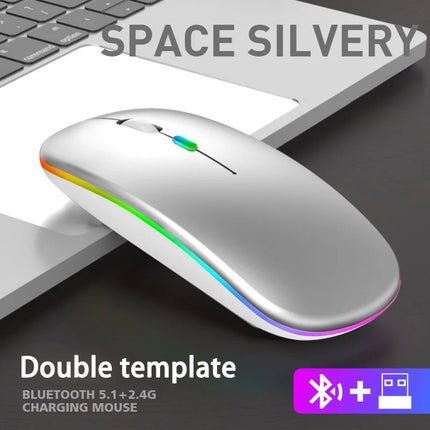 Souris sans fil Bluetooth rechargeable silencieuse avec lumières RGB